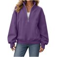 thumbnail image 7 of Hoodies for Women Half Zip Drawstring Solid Color Long Sleeve Pullover Hooded Sweatshirt Winter Casual Sport Tops, 7 of 7
