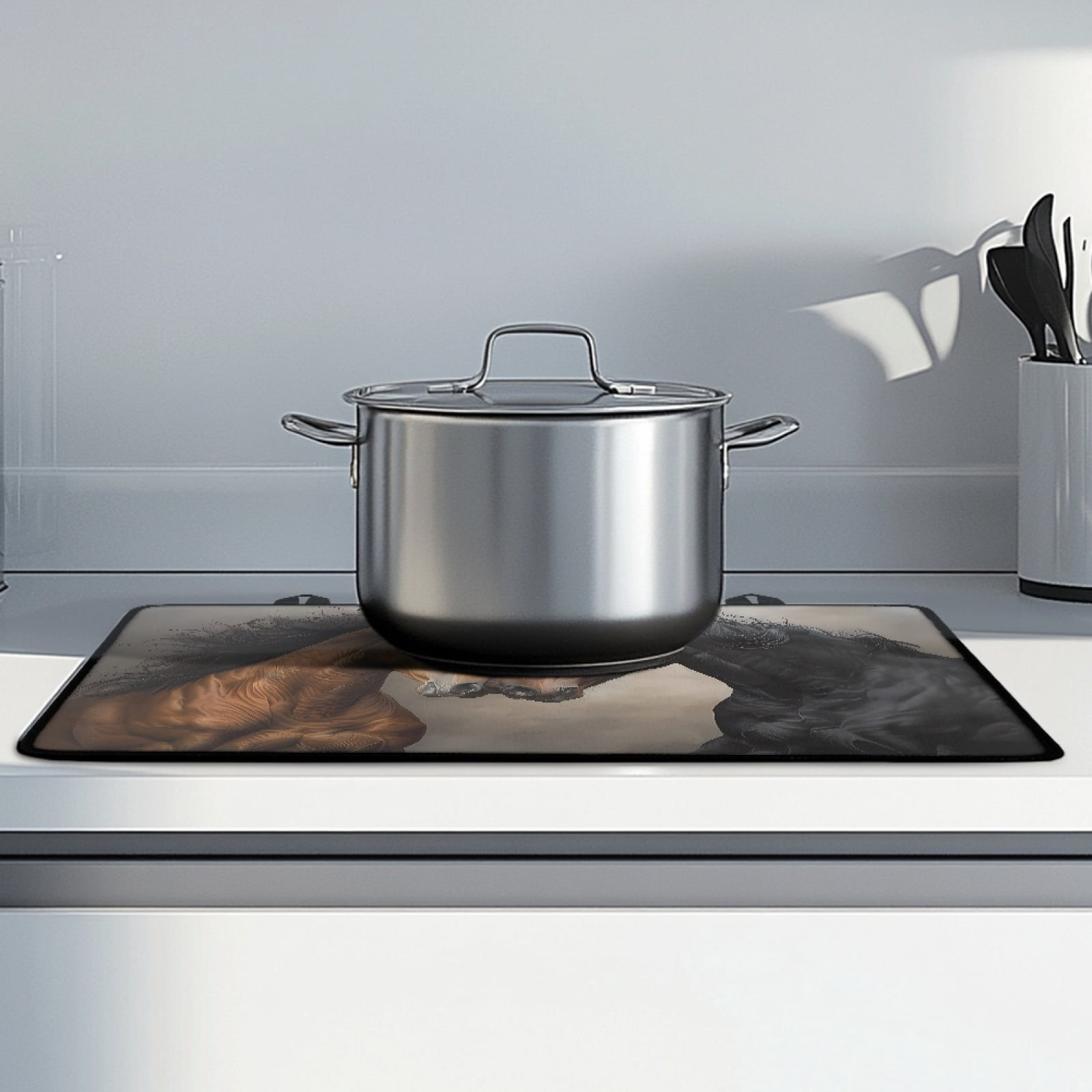 Renewold Stove Top Cover Non-slip Electric Glass Stove Mat Oil Resistant Flat Top Oven Protector Versatile Stove/Counter/Washer Top Protector Mat, Brown Black Horse