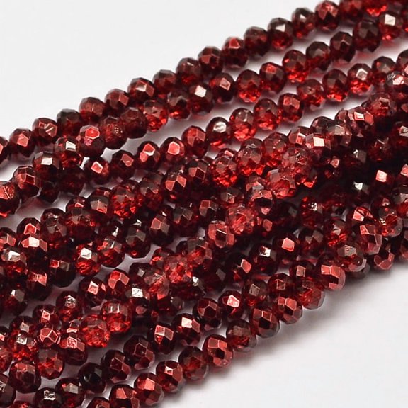Faceted Rondelle Transparent Painted Glass Beads Strands Dark Red 4x3mm Hole: 1mm about 125pcs/strand 15 inch