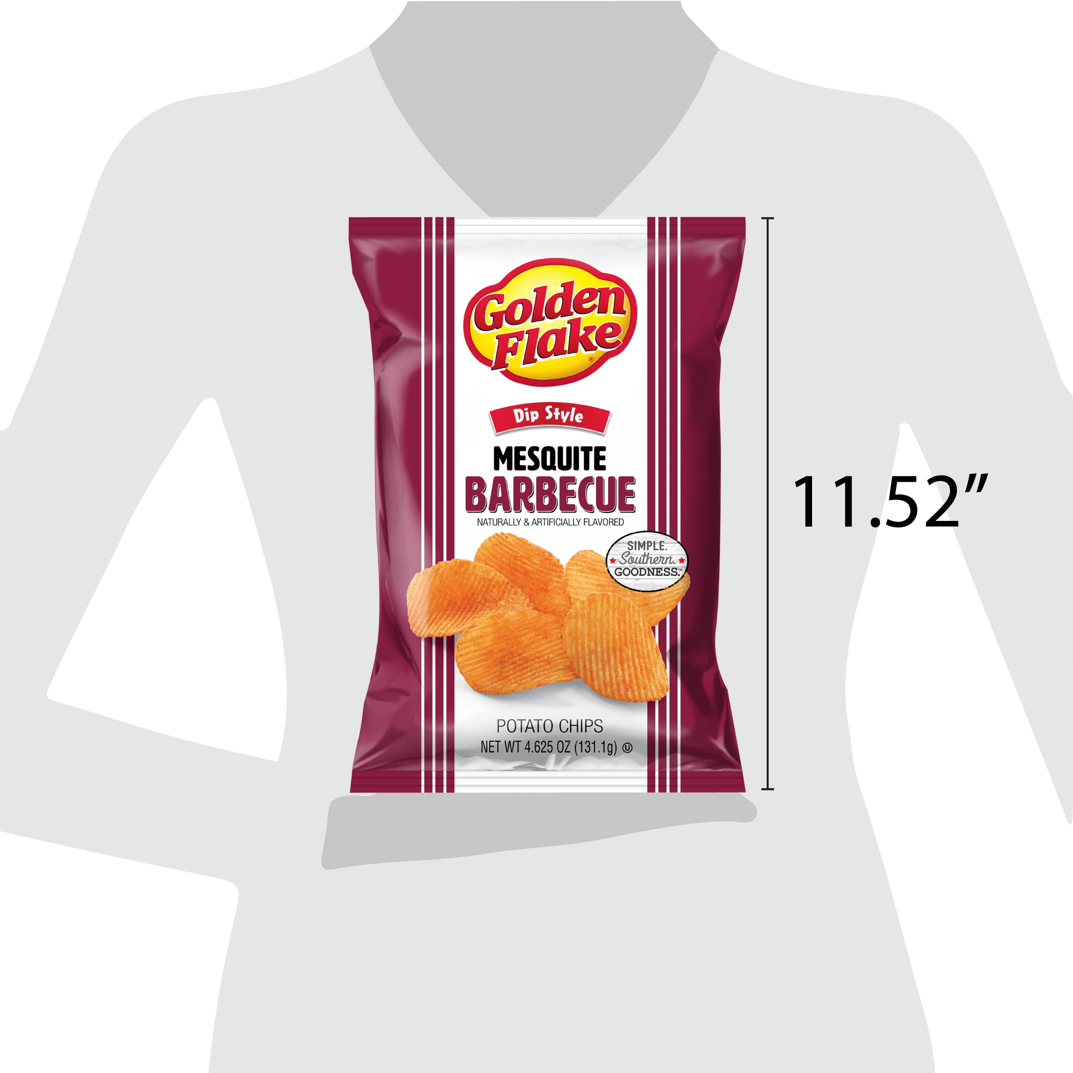 (3 pack) Golden Flake Mesquite Barbecue Dip Style Potato Chips, Gluten-Free, 4.625 oz Bag