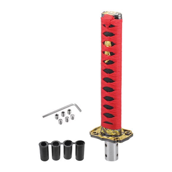 Kit de pomo de cambio de marchas Unique Bargains, 25 cm con 4 adaptadores para vehículos automáticos y manuales de aleación de aluminio rojo