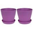 thumbnail image 2 of Frogued 2Pcs Flower Pot with Saucer Large Mouth PP Drainage Holes Plant Container for Balcony(Purple,XS), 2 of 13