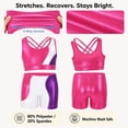 thumbnail image 6 of Girls Gymnastics Leotard 2-Piece Shiny gymnastics outfit with Shorts，Rose Red, 6 of 9