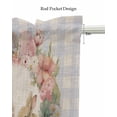 thumbnail image 5 of Easter Bunny Linen Curtain Valance for Bedroom/Bathroom/Kitchen/Office/Living/Dining Room Windows, Watercolor Flower Eggs Retro Buffalo Plaid Rod Pocket Topper Decorative Cafe Drapes Panel 42"x12", 5 of 6