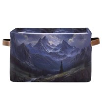 Yayeee Canvas Storage Basket with Handles for Shelves Fabric Bins Closet Organizer, Moonlight Mountain