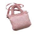 thumbnail image 1 of Bolso de hombro de pana para mujer, bandolera de color liso con correa ajustable y asa superior para desplazamientos diarios por la calle., 1 of 8