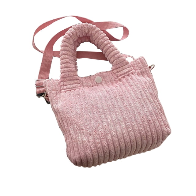 Bolso de hombro de pana para mujer, bandolera de color liso con correa ajustable y asa superior para desplazamientos diarios por la calle.