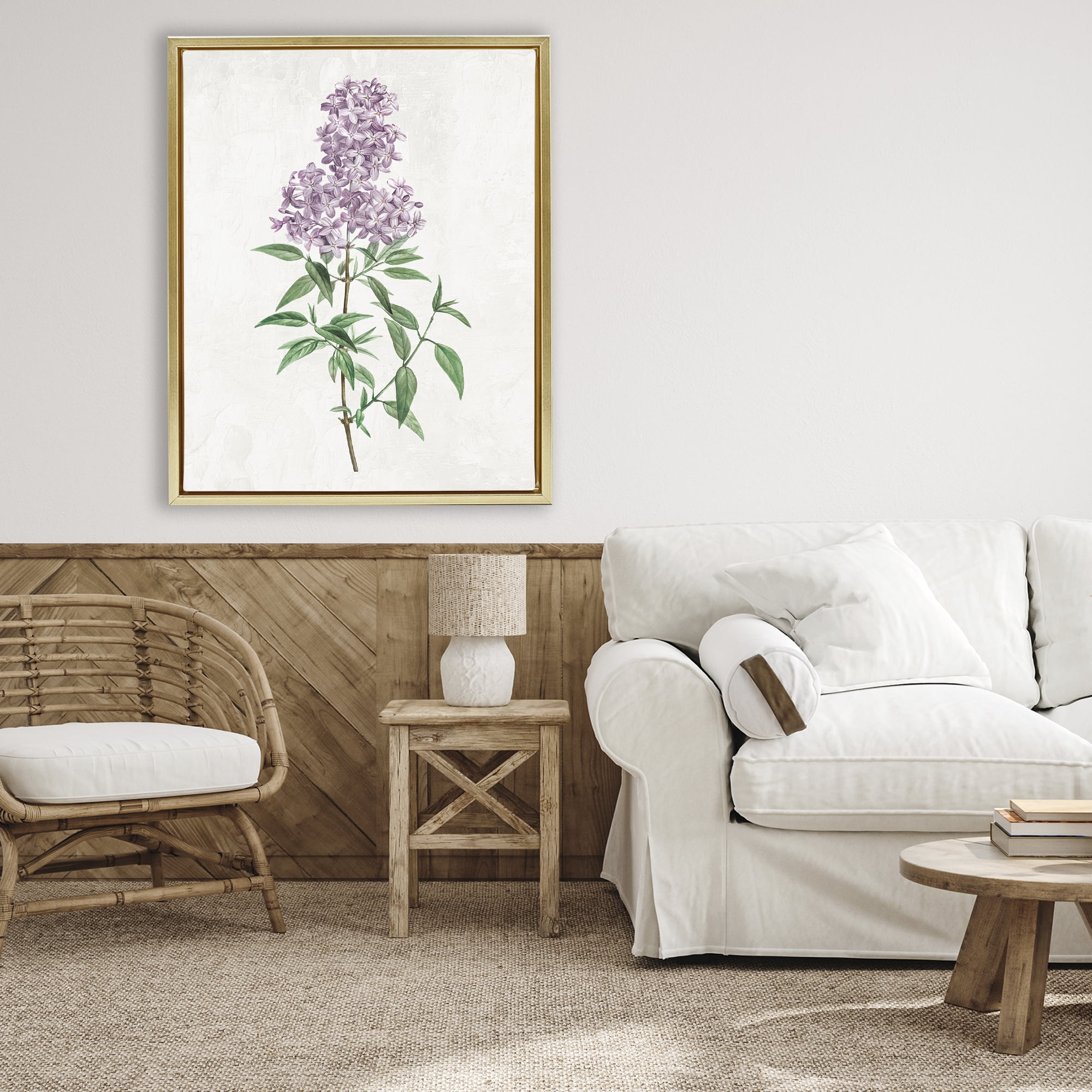 Stupell Industries Lilac Blossoms Blooms Gold Framed Floater Canvas Wall Art, design by Kim Allen