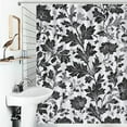 thumbnail image 4 of Black White Floral Seamless Pattern Design Shower Curtain for Bathroom Bath Curtain Polyester Fabric Waterproof Bathroom Curtain with 12 Hooks, 4 of 7