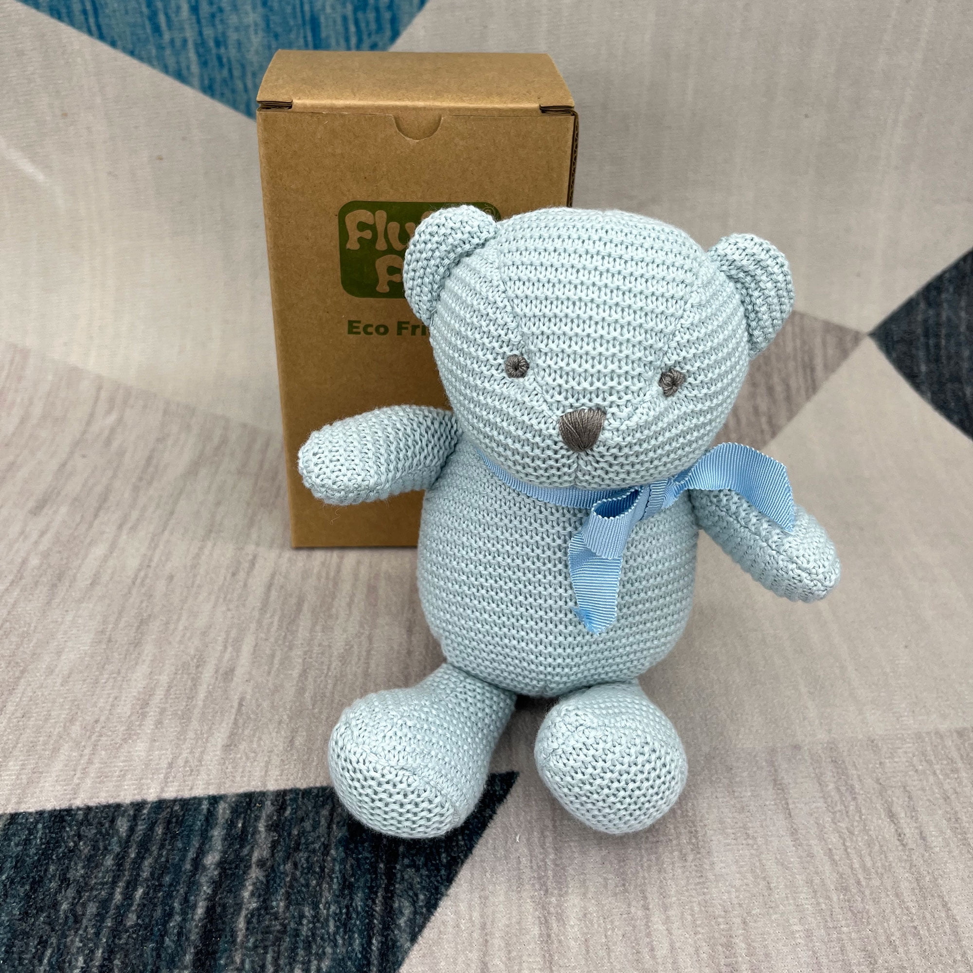 Organic Cotton Baby Stuffed Animal Toy, Soft Plush Teddy Bear, Blue 6-Inch, Safe for Newborns 0-36 Months | Hypoallergenic & Machine Washable