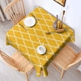 thumbnail image 2 of Yellow Geometric Quatrefoil Pattern Square Tablecloth,Waterproof Square Table Cover,Wipeable Spillproof Washable Table Cover for Home Kitchen Party Decor 52"x52"(132x132cm), 2 of 6