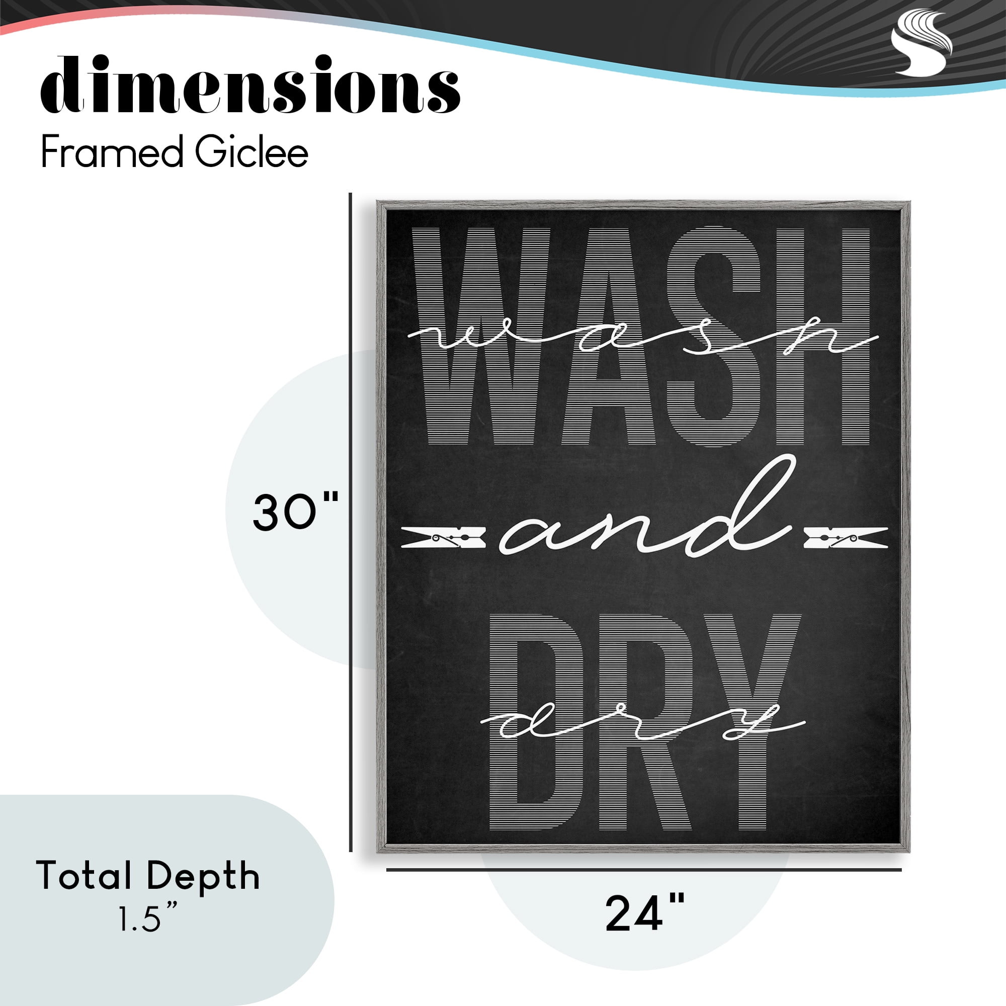 Wash And Dry Black Minimal Gray Framed Giclee Art, design by Marcus Prime
