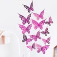 thumbnail image 2 of 12 pcs/set 3D Wall Stickers Hollow Butterfly Children's Room Home Wall Decoration DIY Refrigerator Stickers Vivid(Rose red), 2 of 5