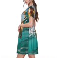 thumbnail image 2 of Balery Underwater Swimming Duck Vestidos sueltos de manga corta para mujer, vestidos de verano 2025, vestidos casuales de corte A con vuelo., 2 of 6