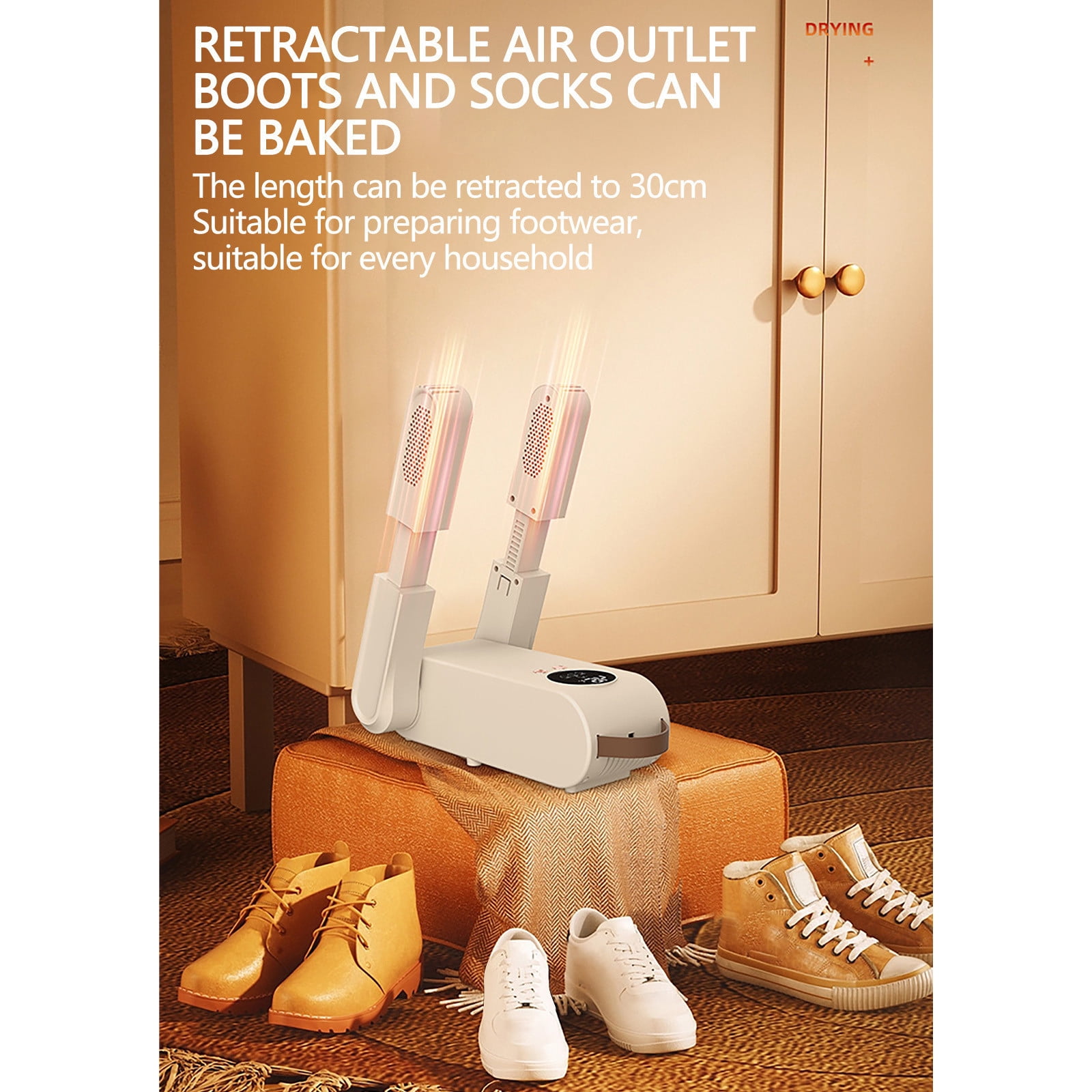 Timing Drying Shoe Dryer, Portable Foldable Shoe And Boot Dryer With Constant Temperature Dehumidification And Deodorization, Intelligent Timer Display, Retractable Vents For Socks Or Boots, Home Use