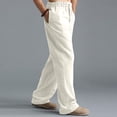thumbnail image 6 of Honeeladyy Men's Casual Linen Pants Elastic Waist Drawstring Beach Summer Pants Lightweight Linen Trousers Mens Linen Pants, 6 of 9