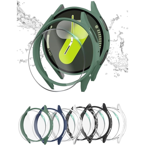 Bicmice 6 6 Pack Accessories Compatible with Samsung Galaxy Watch 7 Screen Protector Case 40mm HD Ultra-thin Tempered Protective Film Hard PC Bumper Waterproof Face Cover Set for Galaxy Watch 7 40m