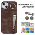 thumbnail image 3 of ELEHOLD for iPhone 14 Plus 6.7" Vintage Leather Wallet Case,Practical Card Holders RFID Blocking Zipper Wallet Kickstand Ring Holder Shockproof Anti-Scratch Case for Women Men,Brown, 3 of 8