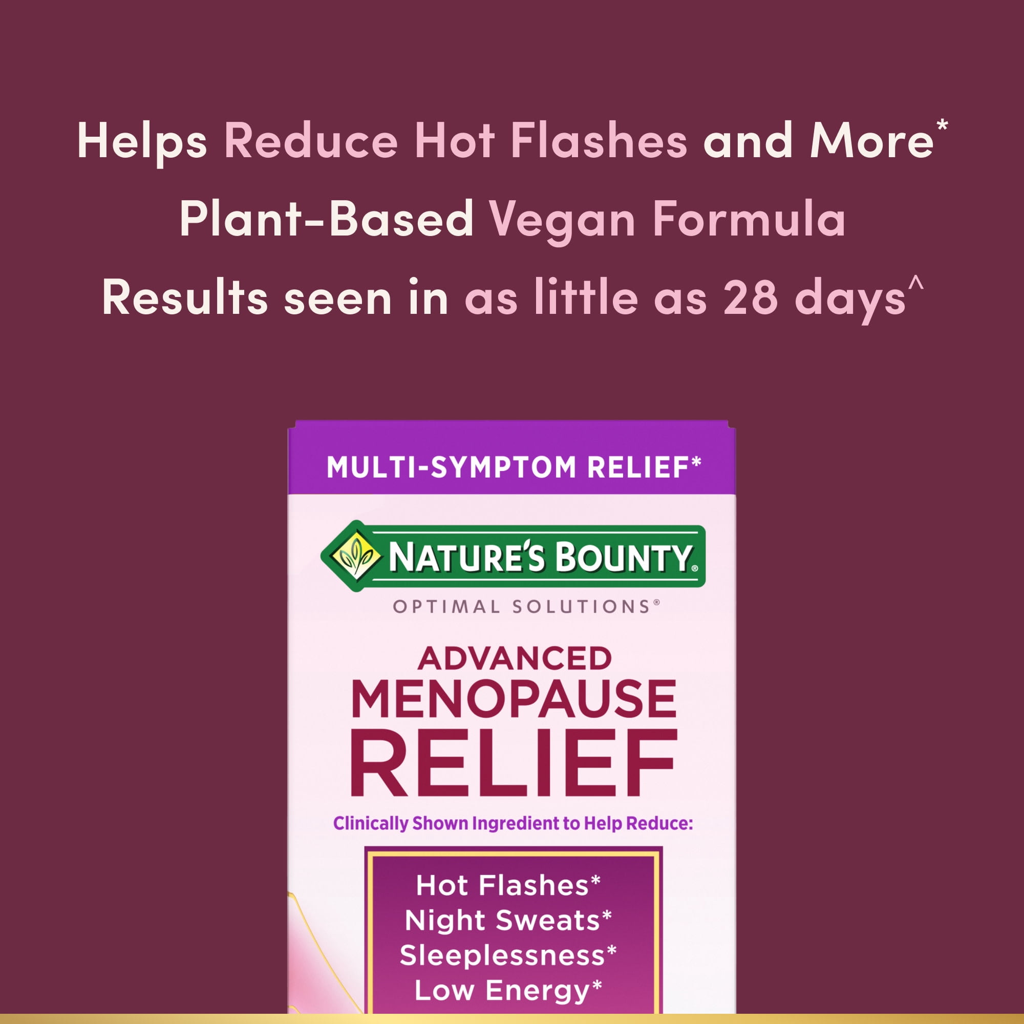(3 pack) Nature's Bounty Optimal Solutions Advanced Menopause Relief for Menopause Symptoms, Menopause Support Supplement for Women, Hot Flash Relief, 30 Tablets