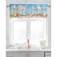 thumbnail image 2 of Summer Beach Linen Curtain Valance for Bedroom/Bathroom/Kitchen/Office/Living/Dining Room Window,Coastal Starfish Seashell Conch Brown Sand Pocket Topper Drapes Decorative Cafe Drapery Panel 42"x12", 2 of 6