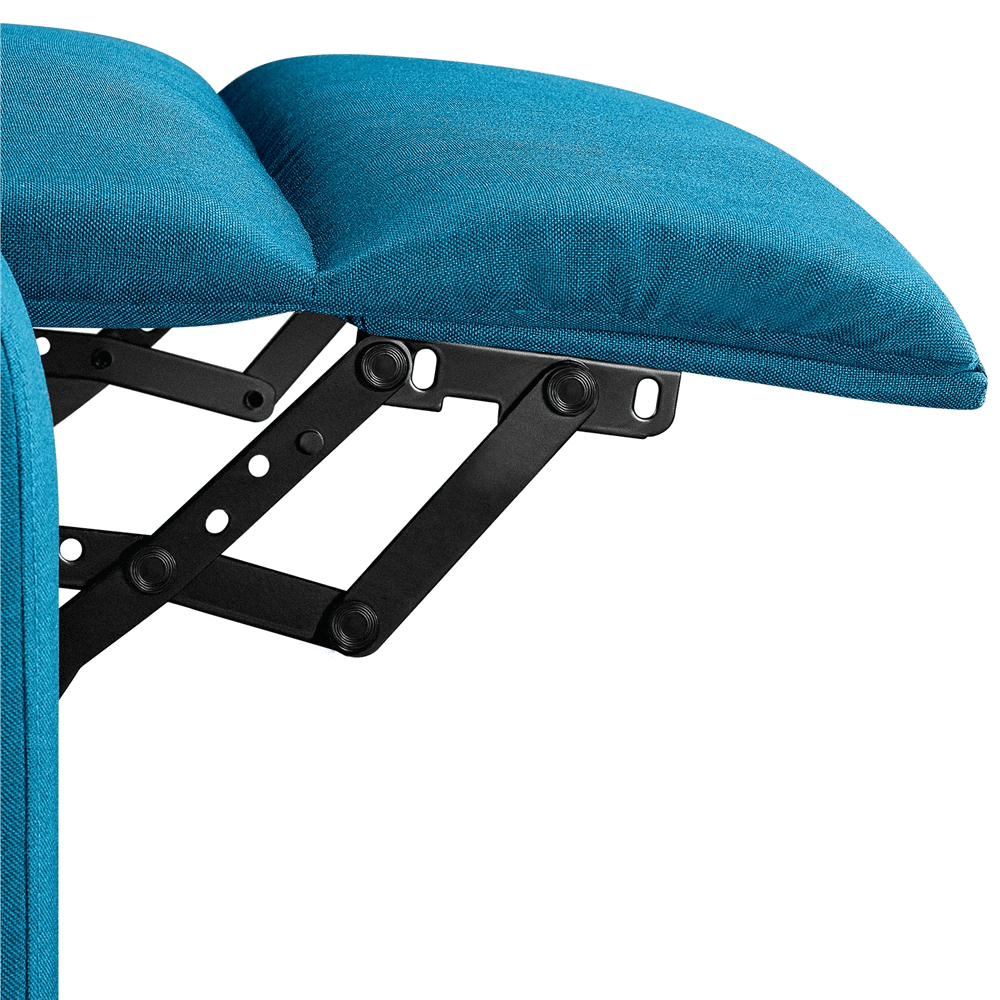 Renwick Fabric Push Back Theater Recliner Chair with Footrest, Blue