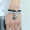 thumbnail image 2 of WINDLAND Men Women Taiji Yin Yang Feng Shui Bracelet Natural White Black Beaded Couple Bracelets Friendship Distance Bracelet, 2 of 7