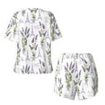 thumbnail image 5 of Kdxio Lavender Flowers Print Pajamas Sets for Women Short-Sleeved Pjs with Lounge Shorts Two Piece Sleepwear S-4XL, 5 of 9