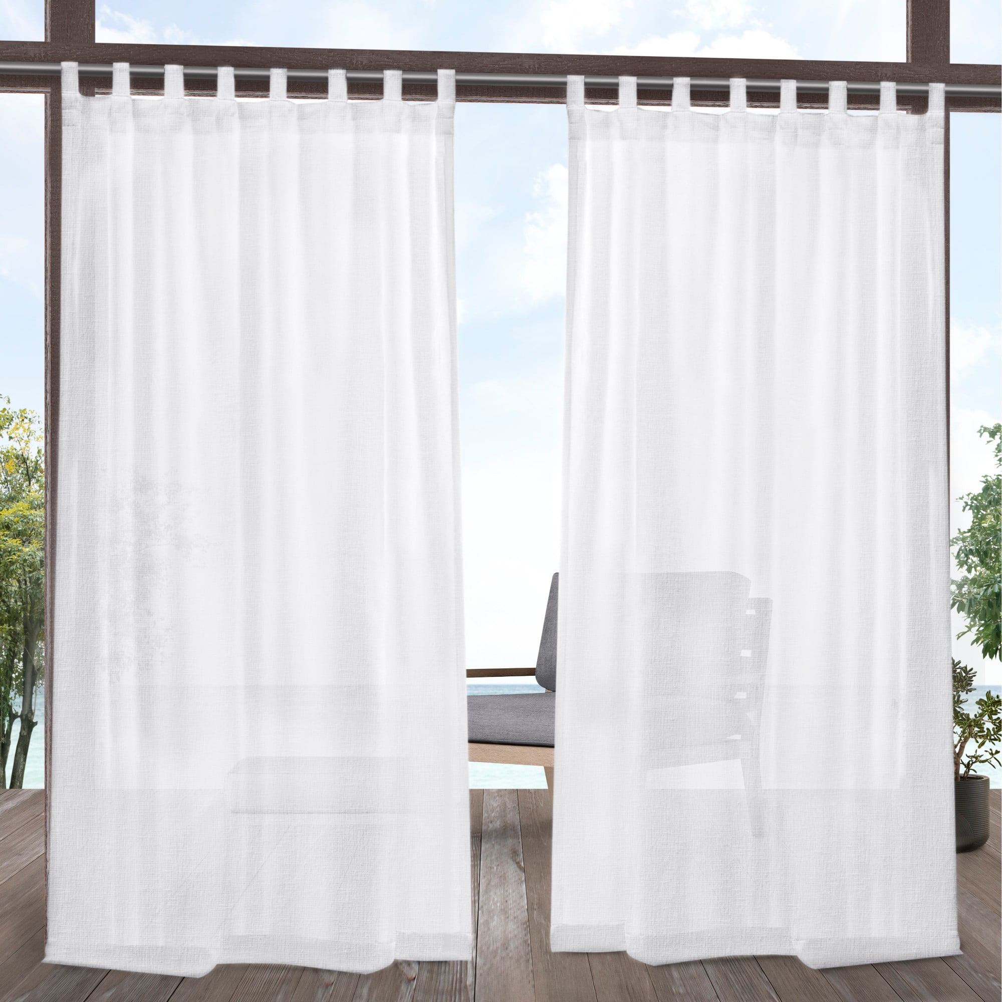 Exclusive Home Curtains 2 Pack Tao Indoor/Outdoor Sheer Linen Tab Top