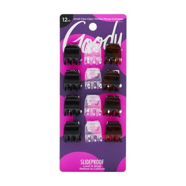 Goody Classic Mini Claw Clips, Slide-Proof Grip, All Hair Types, Assorted Colors, 12 Ct