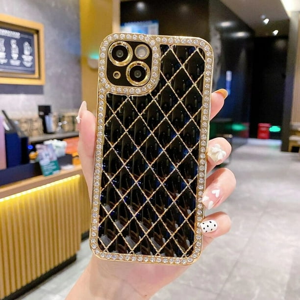 Lingge-funda de teléfono con diamantes de imitación ostentosos para iPhone 14, 13, 12, 11 Pro Max Plus, parachoques trasero, cubierta suave a prueba de golpes Fivean unisex