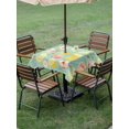 thumbnail image 4 of Outdoor Tablecloth with Umbrella Hole for Patio/Picnic/Party/Camping, Summer Fruit Waterproof Table Cloth Square Cover Washable, Spring Botanical Lemon Peach Green (54"x 54"), 4 of 8