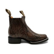 The Western Shops Men's Leather Python Print Square Toe Western Ankle Cowboy Boots