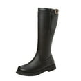 thumbnail image 1 of B91xZ Knee High Boots Chunky Low Heel Round Toe Zipper Knee High Riding Boots,Black 9, 1 of 5
