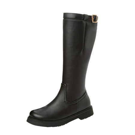 eileial Women Knee High Boots Square Toe Stacked Heel Thick Sole Boots High Heels Boots Wide Calf Dress Shoes with Zippers(Black 8.5)