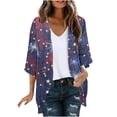 thumbnail image 3 of UVEASISHA Fourth of July Kimono for Women 3/4 Sleeve Plus Size Cardigans Memorial Day Distressed Print Cardigan Jacket Lightweight Casual Open Front Kimonos Multicolor L, 3 of 6