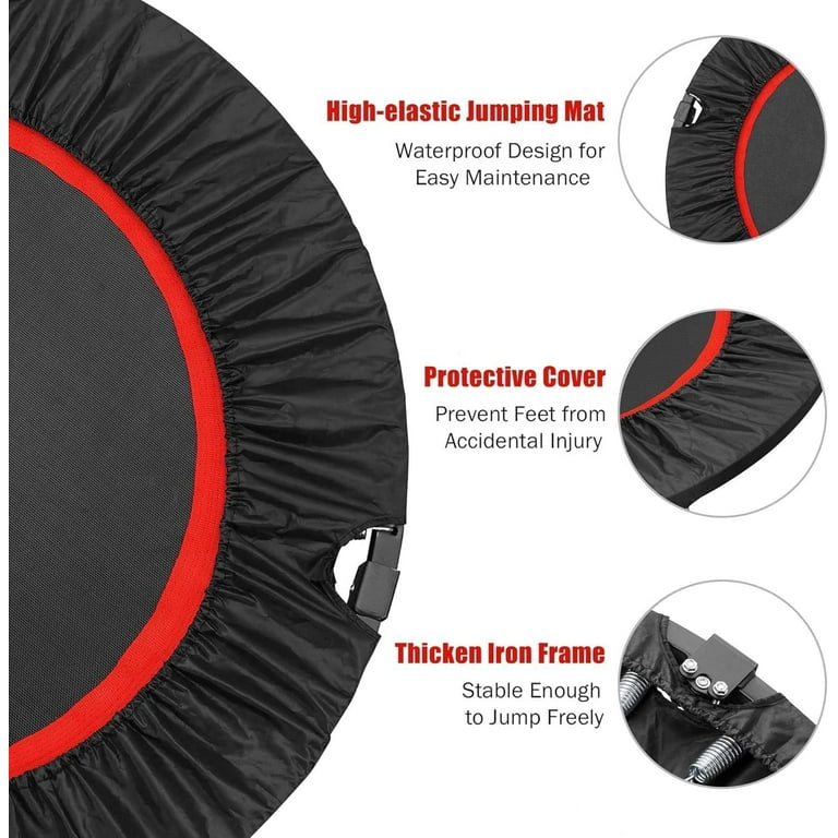 HYD-Parts 40" Mini Trampoline For Adults And Kids Exercise Rebounder With Adjustable Bar Fitness Trampoline Indoor Max Load 330lbs