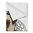 thumbnail image 2 of Pug Soft Flannel Fleece Throw Blanket, Pet Puppy Angel a Hare on Its Head Wings Heaven, Cozy Plush for Indoor and Outdoor Use, 50" x 70", Orange Beige and Brown, by Ambesonne, 2 of 5