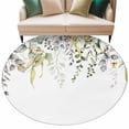 thumbnail image 2 of Round Area Rug 7 Ft, Eucalyptus Leaves Washable Non-Slip Circle Carpet for Living Room/Bedroom, Summer Botanical Green Watercolor Low-Profile Large Runner Mat Collection Rugs for Indoor, 2 of 7
