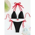 thumbnail image 1 of Bikini de diseño de fresas para mujer, bañador Sexy de Tanga con realce en contraste blanco, traje de baño brasileño de estilo vendaje, microbañador 2024, 1 of 5