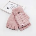 thumbnail image 2 of Otqutp Convertible Mittens Kids Knitted Warm Fingerless Gloves Toddler Cute Gloves with Mitten Cover for Boys Girls Over 12 Years(Pink,One Size), 2 of 2