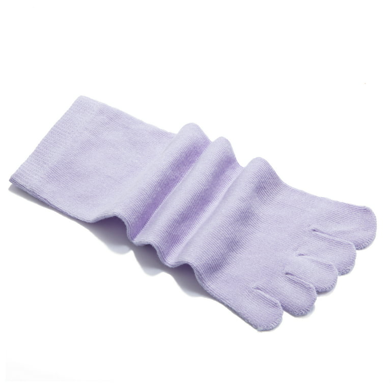 4 Pairs Mens Running Toe Socks, Wide Five Finger Crew Athletic Cotton Sock  for Men, Purple