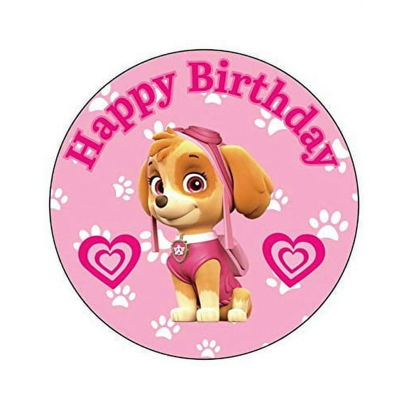 Whimsical Practicality's Paw Patrol Skye Happy Birthday Edible Icing Image Cake Topper-8 inch Round or Larger