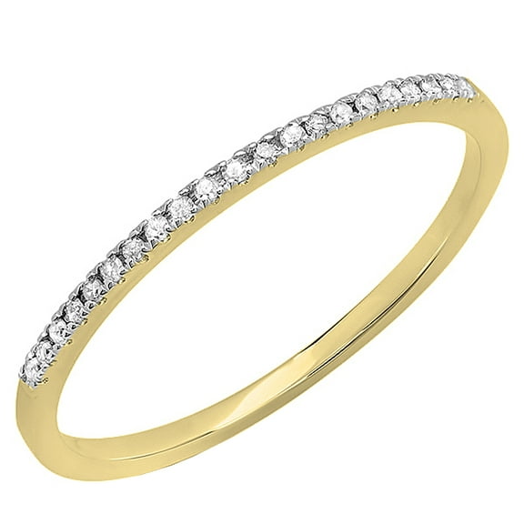 Dazzlingrock Collection 0.08 CT Round White Diamond Wedding Band for Her 14K Yellow Gold, Size 9