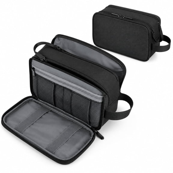 Large Travel Toiletry Bag for Men and Women, Water Resistant Oxford Fabric Dopp Kit Organizer, Portable Shaving Bag for Toiletries, Cosmetics, Grooming Accessories and Travel Essentials