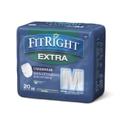FitRight Incontinence Underwear for Men and Women, Adult Diapers, Extra Absorbent, Medium, 28in to 40in, 20 Count
