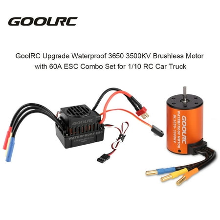 GoolRC Upgrade Waterproof 3650 3500KV Brushless Motor with 60A ESC Combo Set for 1/10 RC Car