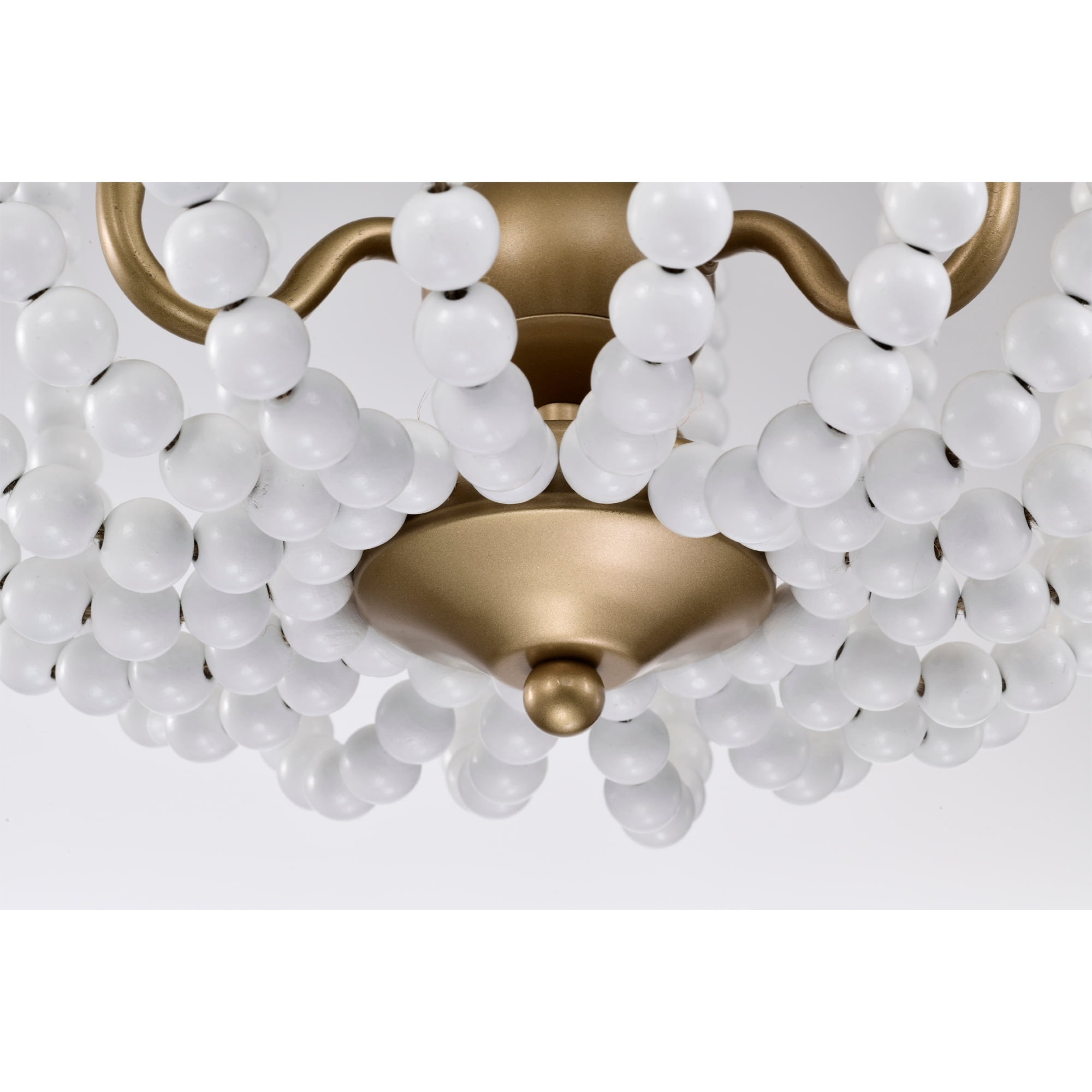 Warehouse of Tiffany IMC834-3 15 in. Taha Indoor 4-Light Gloss White & Brass Flush Mount Ceiling Light with Light Kit