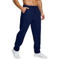thumbnail image 5 of Satingcolo Mens Baggy Sweatpants Open Bottom Fleece Workout Casual Joggers Elastic Waist Drawstring Wide Leg Pants with Pockets,Navy M, 5 of 6