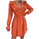 thumbnail image 1 of Moda mujer sexy casual sólido vestido con cuello en v manga larga mini vestido Fridja  NMB4416, 1 of 6