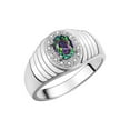 thumbnail image 3 of RYLOS Men's Rings 14K White Gold Classic Halo Of  Diamonds 7X5MM Oval Gemstone Ring Alexandrite June Birthstone Rings For Men Size 9, 3 of 7